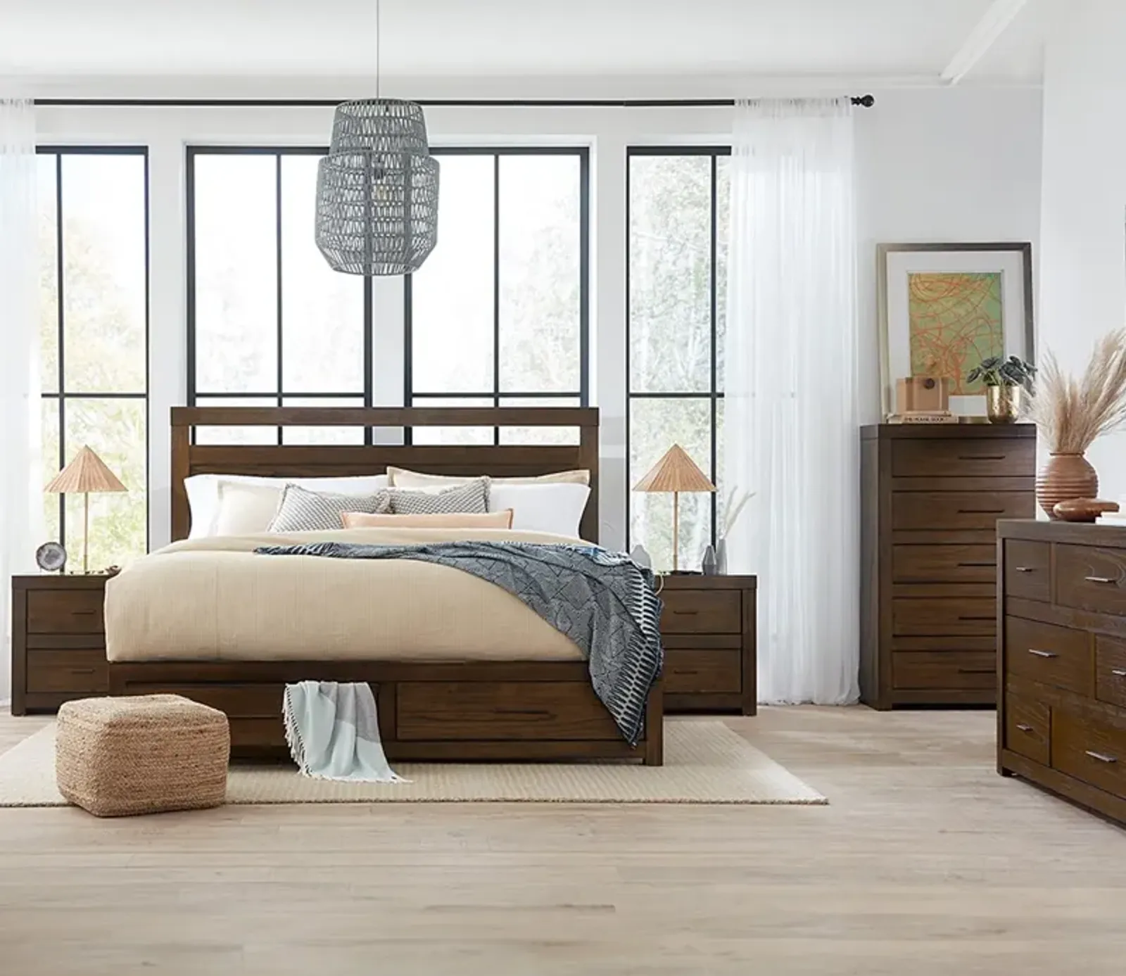 Aspen Home Modern Loft Brown Storage Bed Bedroom Set - Queen