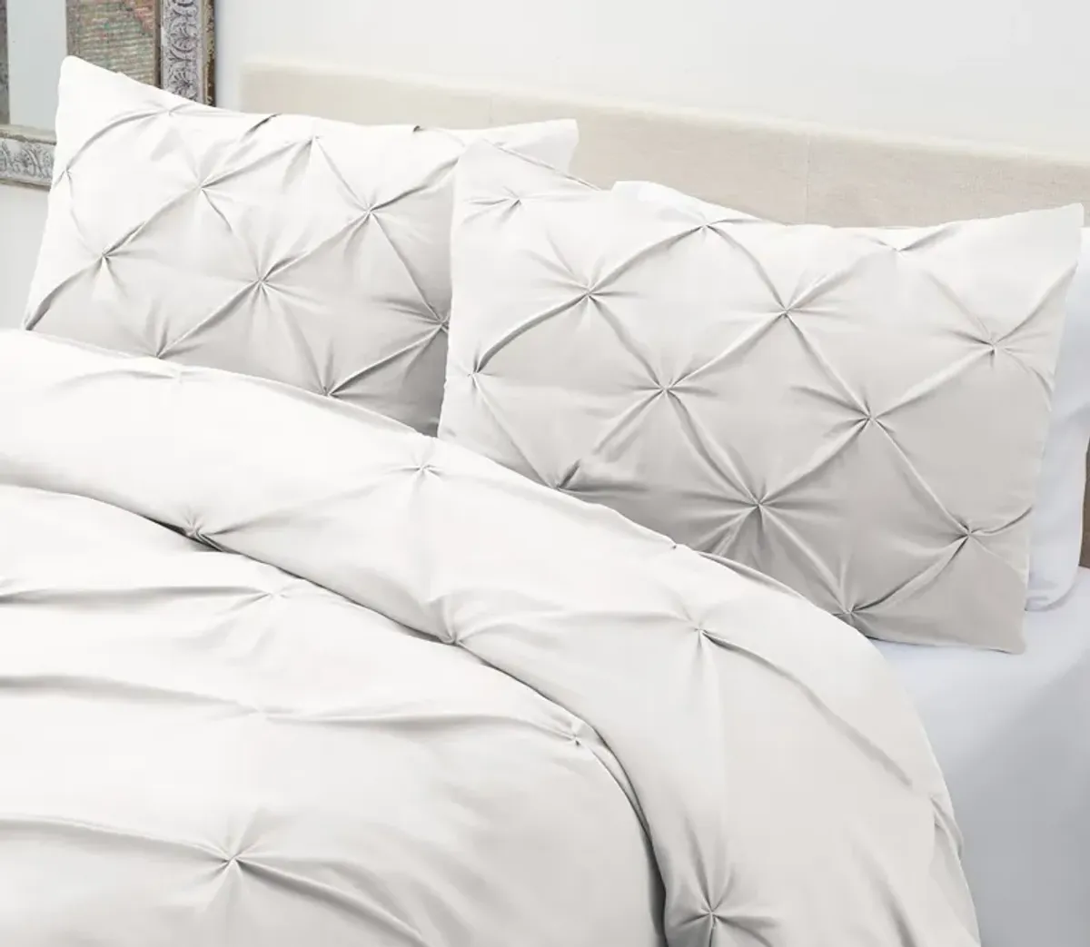 Sleeptone Tranquility Pinch Down Alternative Comforter and Sham Set - White - Twin