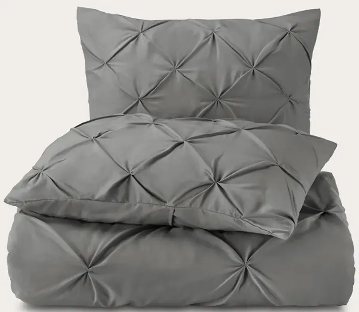 Sleeptone Tranquility Pinch Down Alternative Comforter and Sham Set - Charcoal Gray - Queen