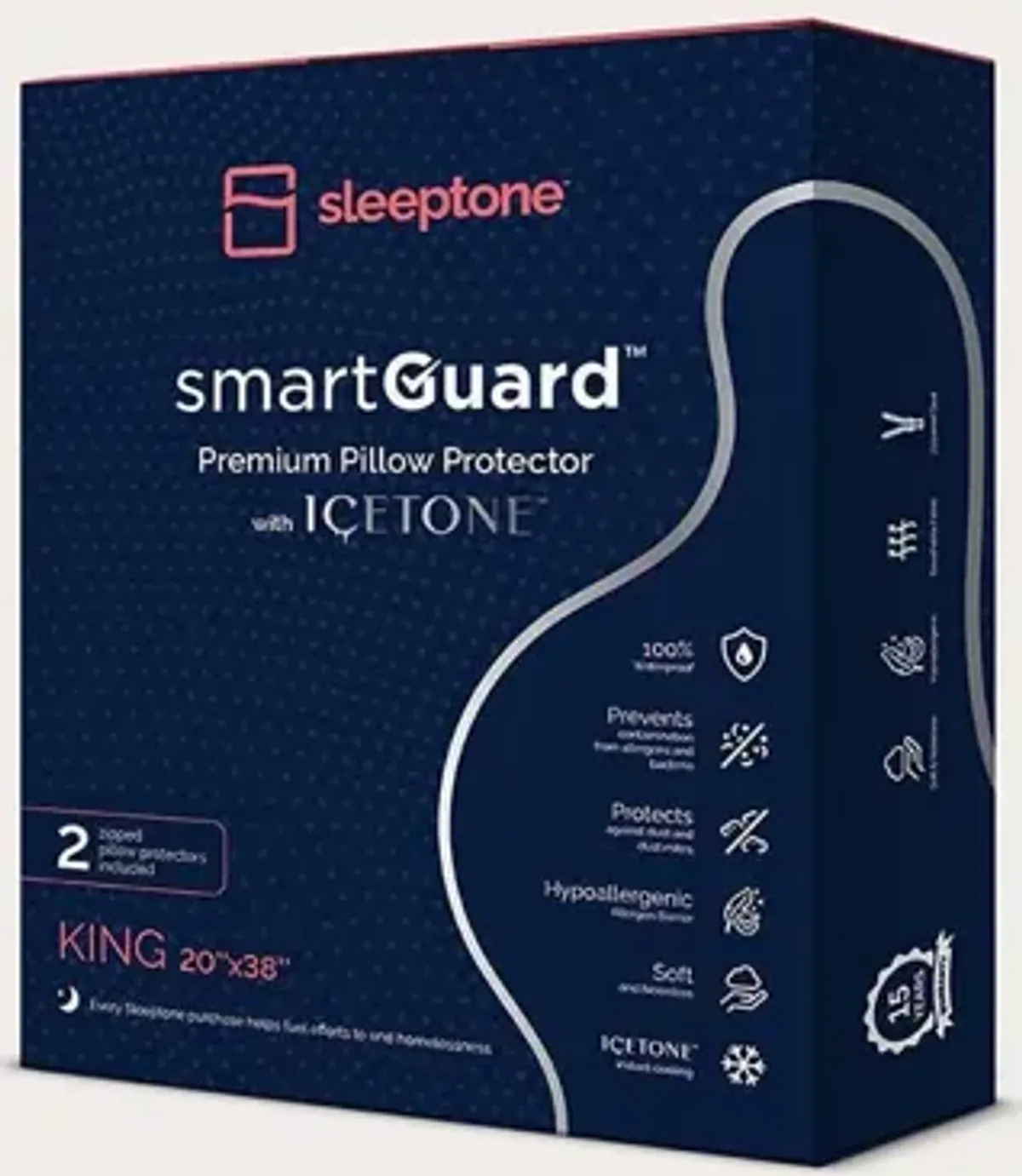 Sleeptone SmartGuard Pillow Protector Set of 2 - Queen