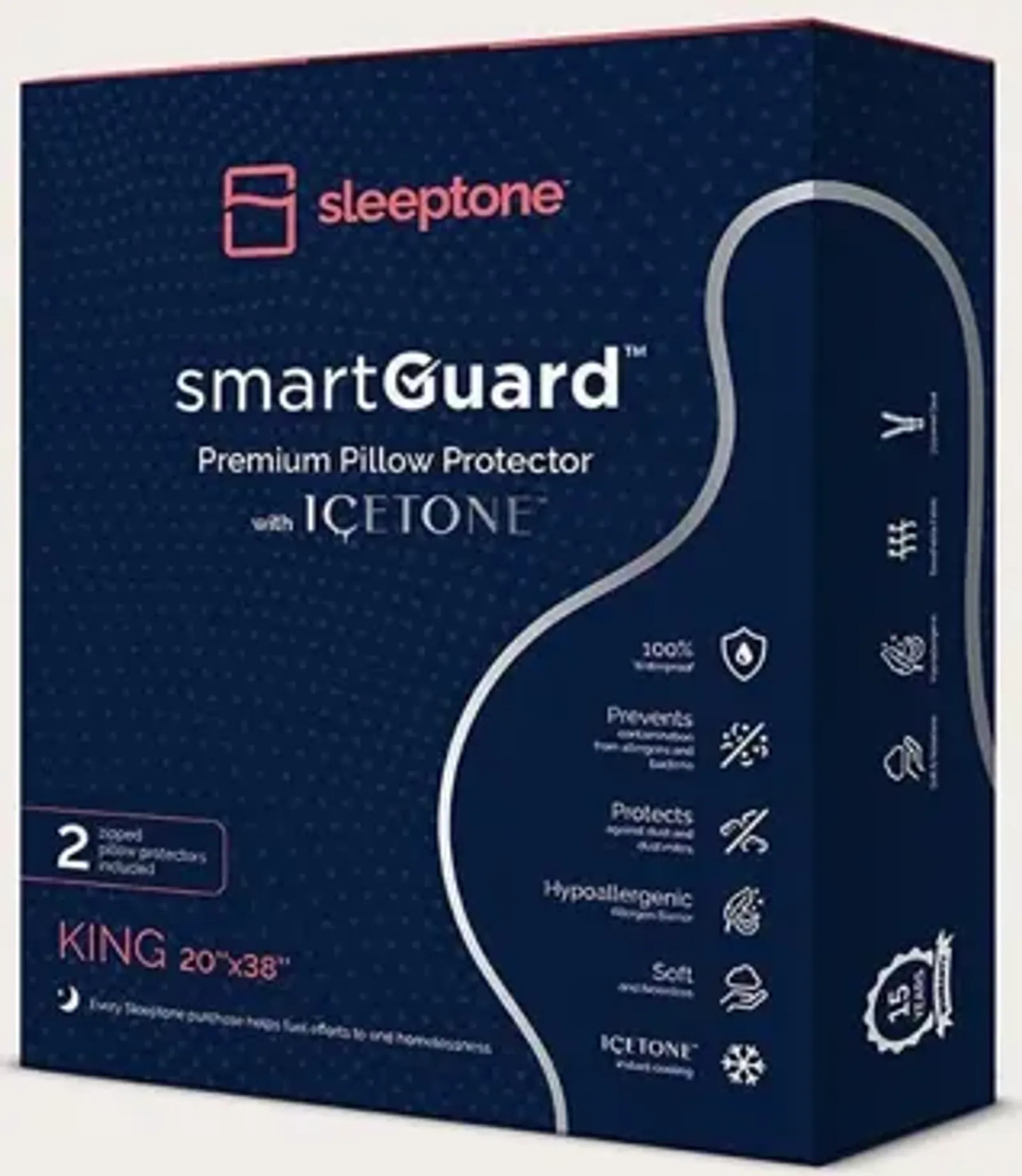 Sleeptone SmartGuard Pillow Protector Set of 2 - Queen