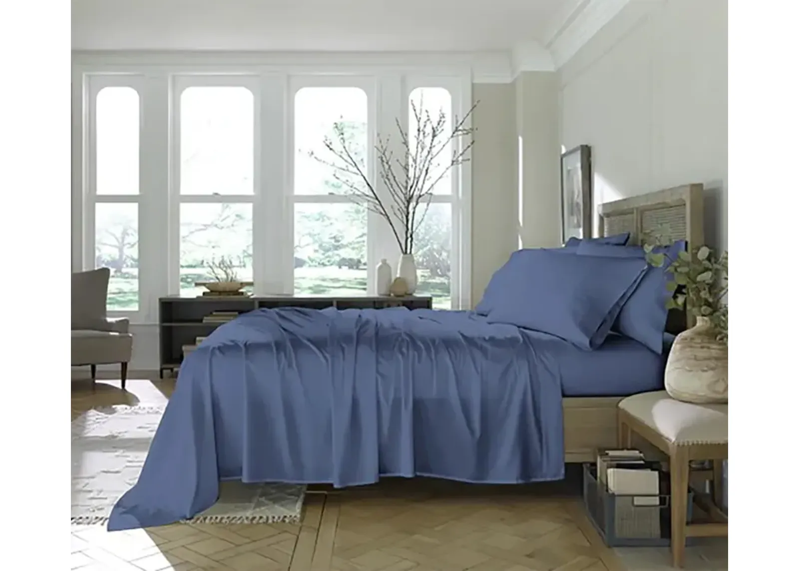 Sleeptone Eucalyptus 6-Piece Sheet Set - Flint Blue - Queen