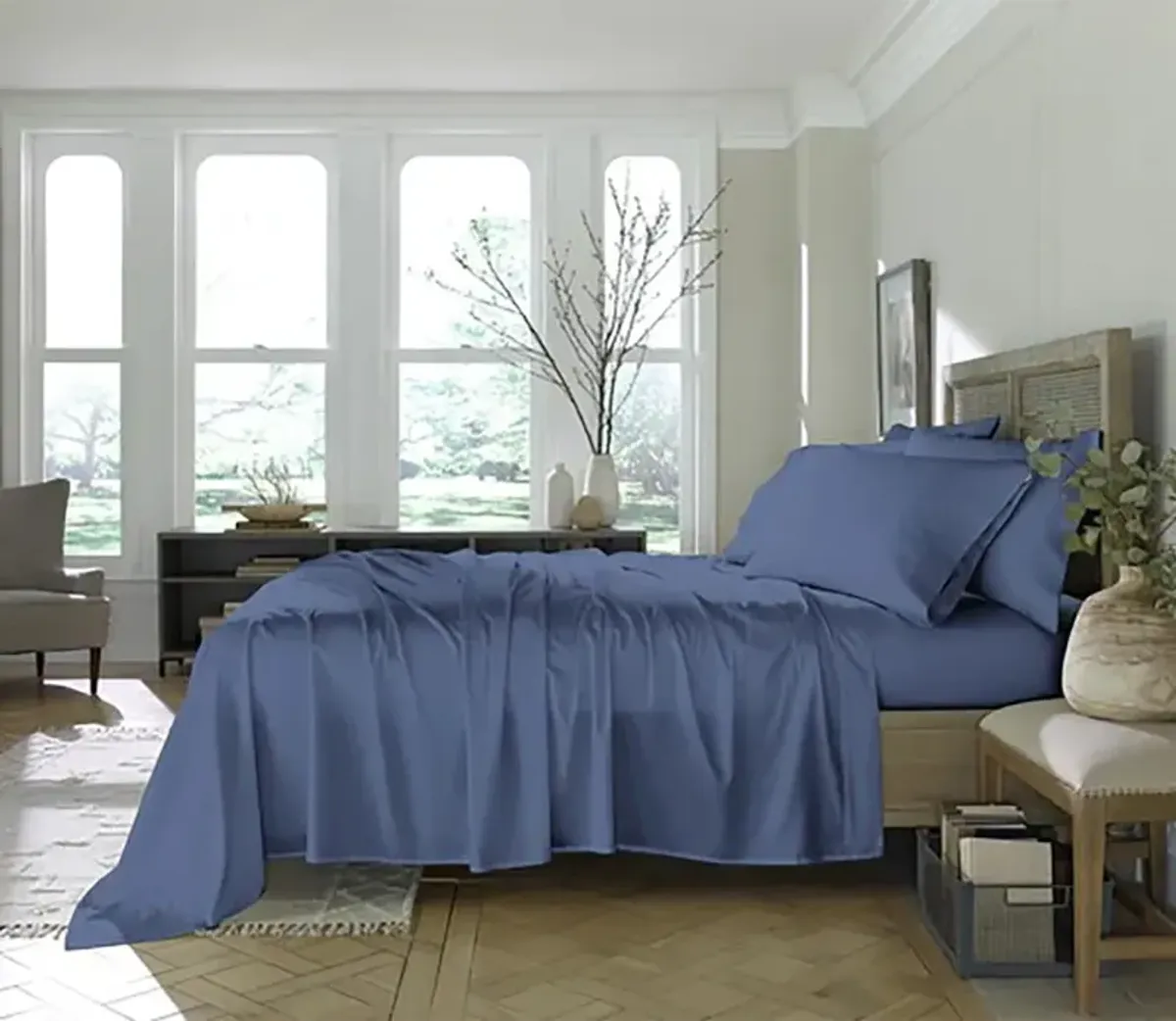 Sleeptone Eucalyptus 6-Piece Sheet Set - Flint Blue - Queen