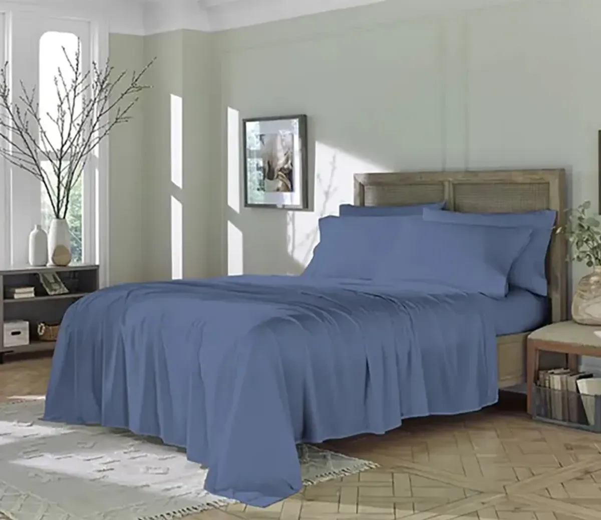 Sleeptone Eucalyptus 6-Piece Sheet Set - Flint Blue - King