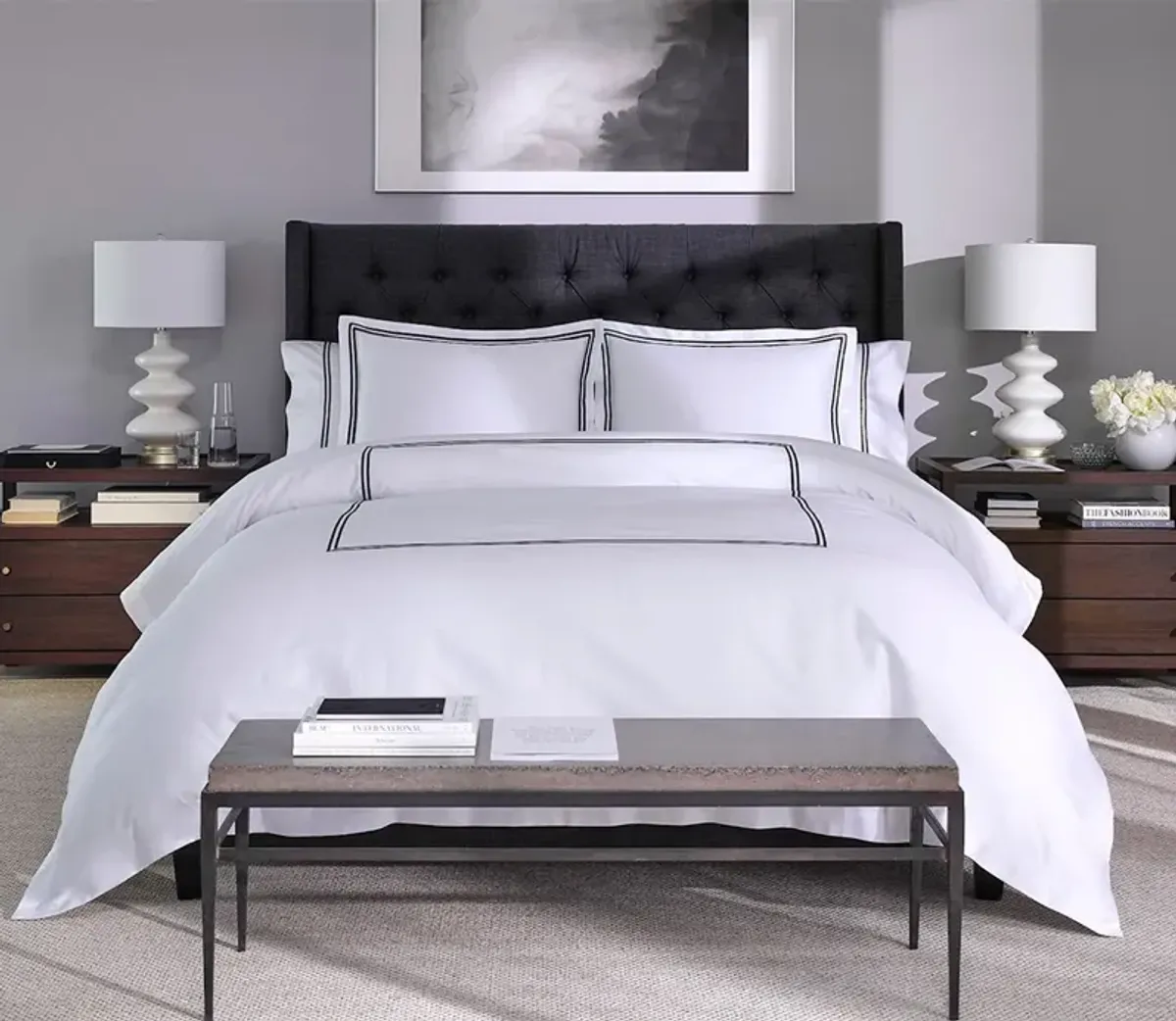 Sleeptone Hotel Luxury 6-Piece Sheet Set - White/Black - Queen