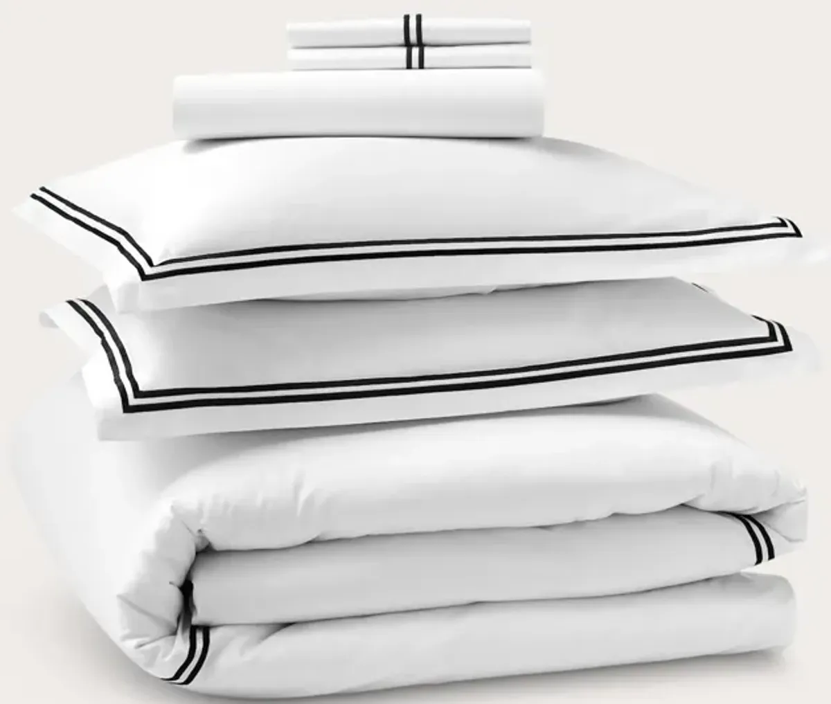 Sleeptone Hotel Luxury 6-Piece Sheet Set - White/Navy - Queen