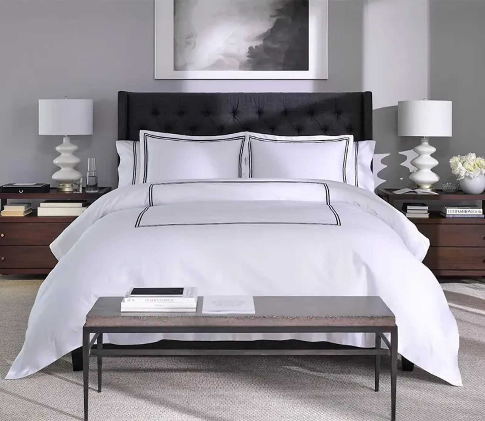 Sleeptone Hotel Luxury 6-Piece Sheet Set - White/Silver Gray - Queen