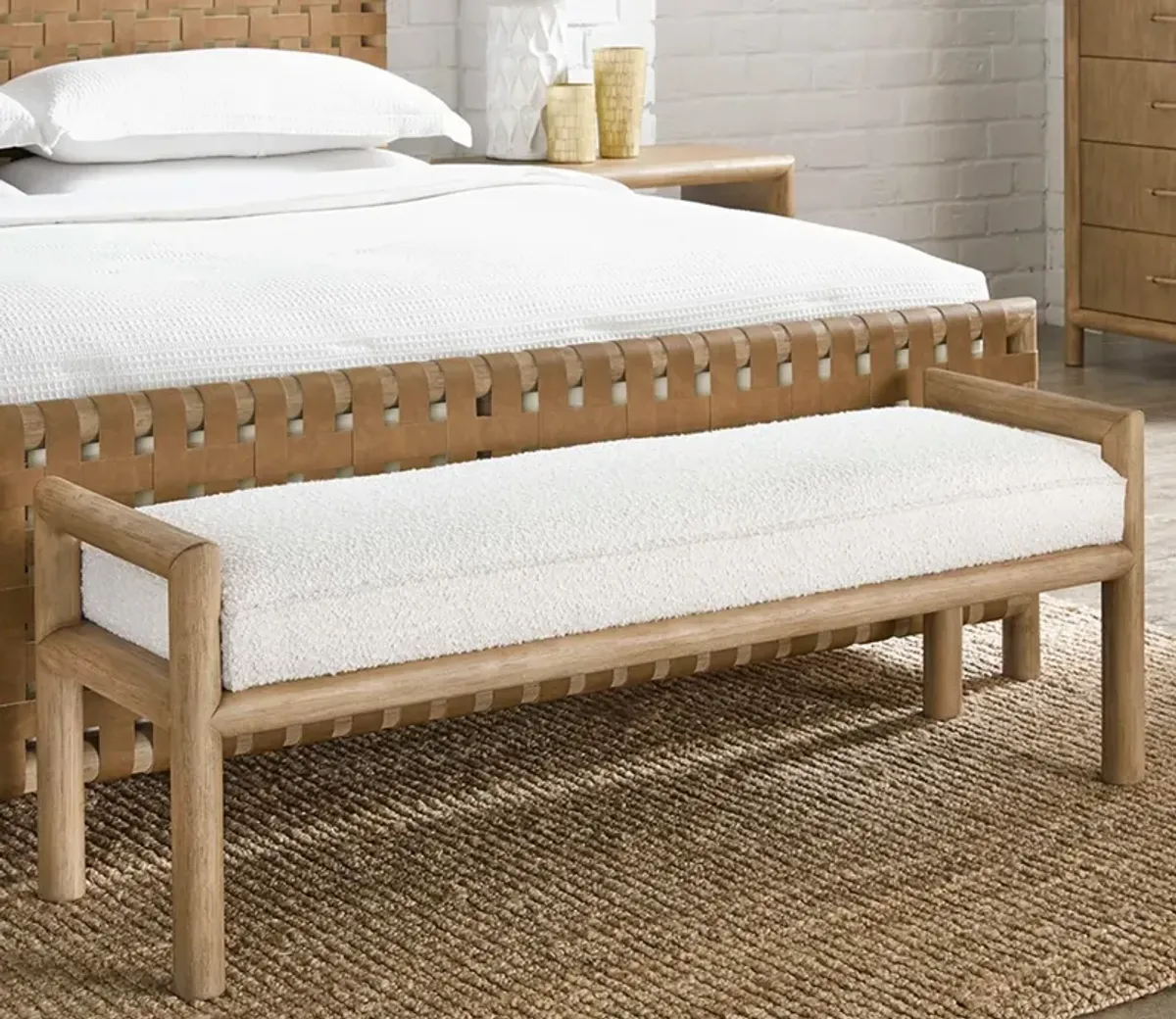 Modus Furniture Dorsey Boucle Upholstered Accent Bench