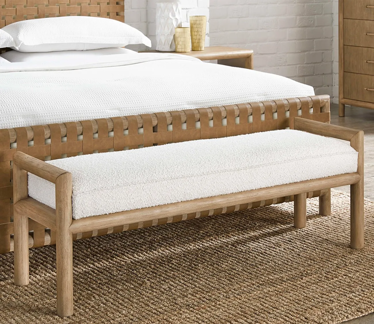 Modus Furniture Dorsey Boucle Upholstered Accent Bench