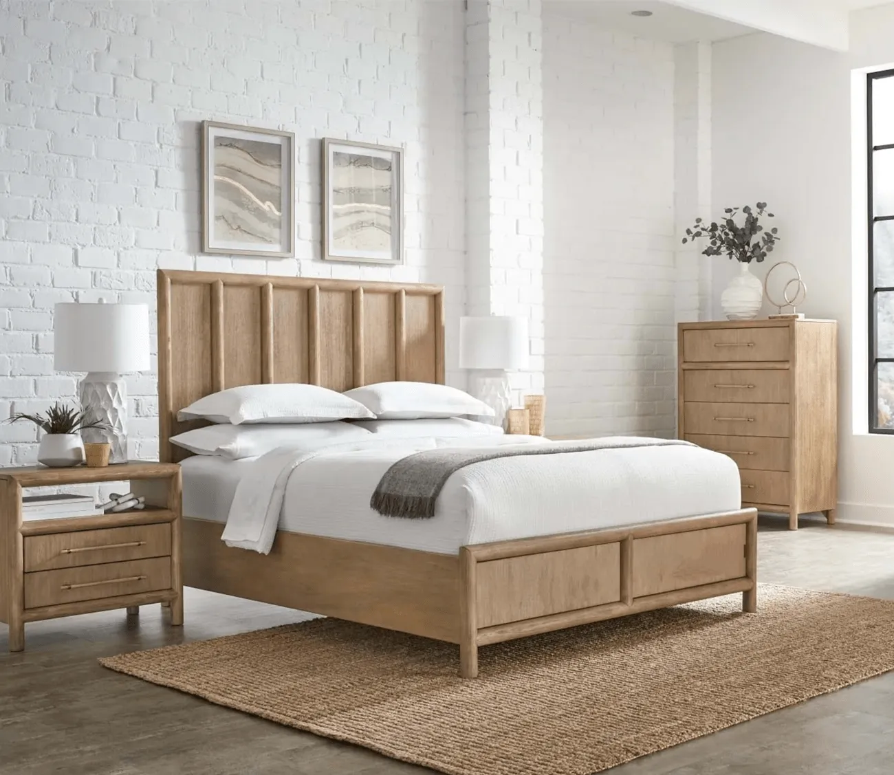 Modus Furniture Dorsey Wooden Panel Bed - 12" Height - Queen