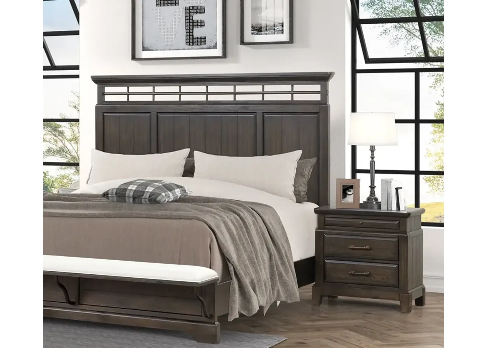 Bernard Furniture Group Bellamy Lane Panel Bed with Bench - Queen