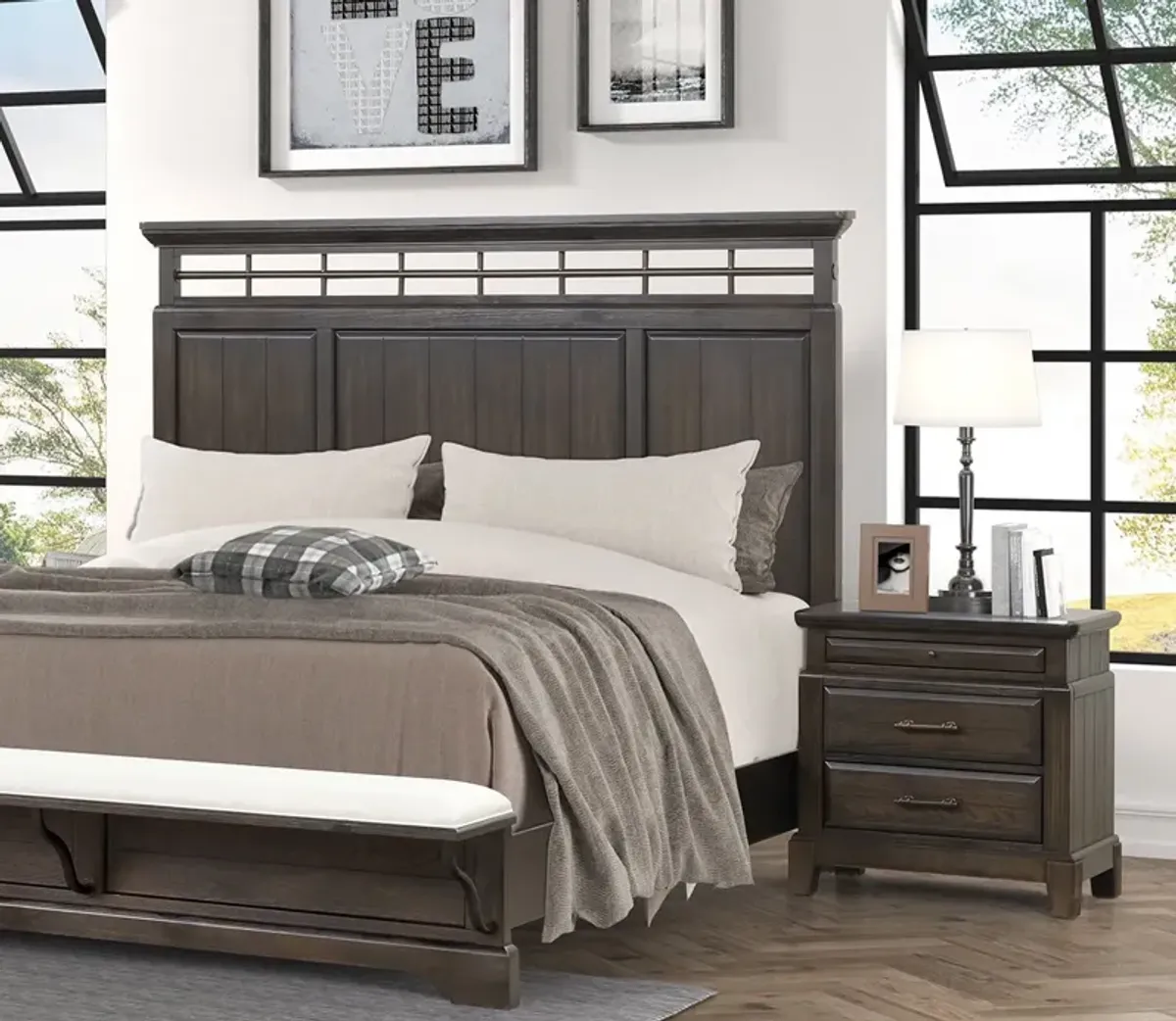 Bernard Furniture Group Bellamy Lane Panel Bed with Bench - Queen