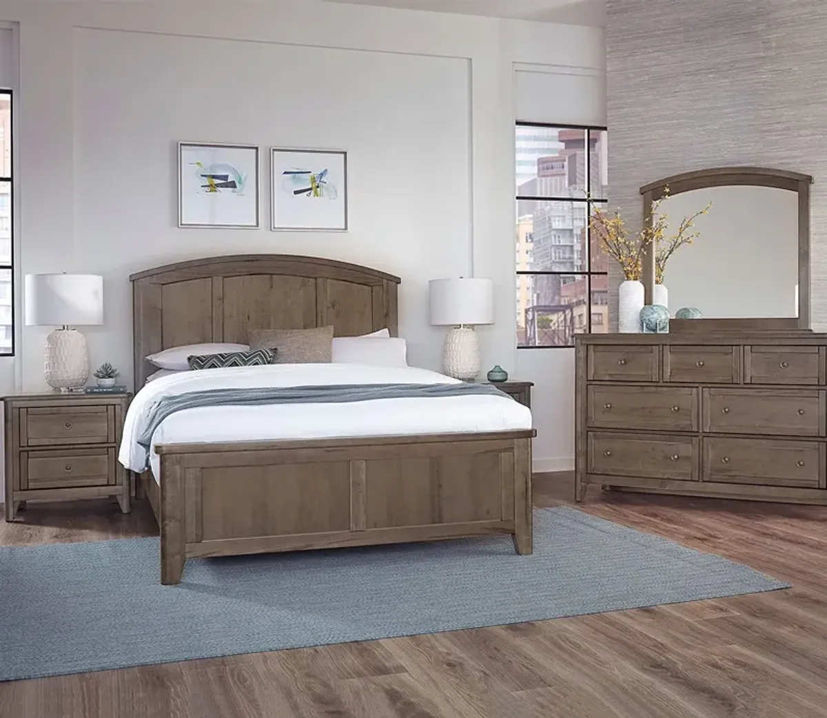 Vaughan Bassett Woodbridge Arched Wood Bed - Dark Cashmere - Queen