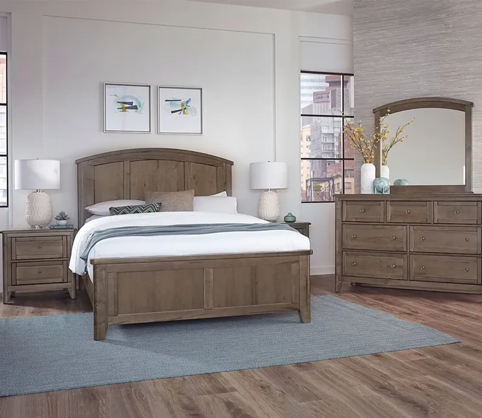 Vaughan Bassett Woodbridge Arched Wood Bed - Dark Cashmere - Queen