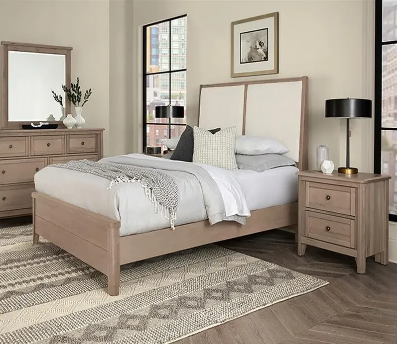 Vaughan Bassett Woodbridge Upholstered Panel Bed - Dark Cashmere/White - Queen