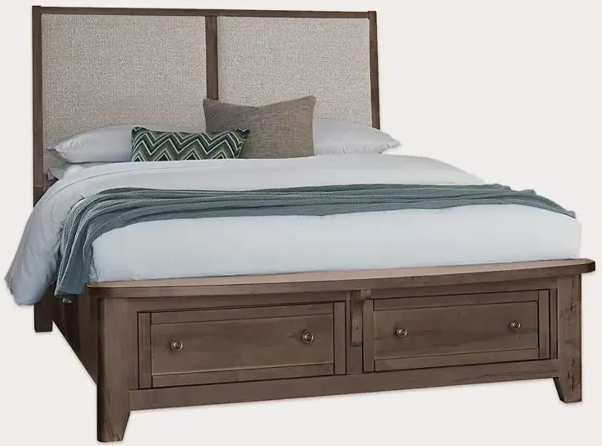 Vaughan Bassett Woodbridge Upholstered Panel Storage Bed - Clear Maple/White - King