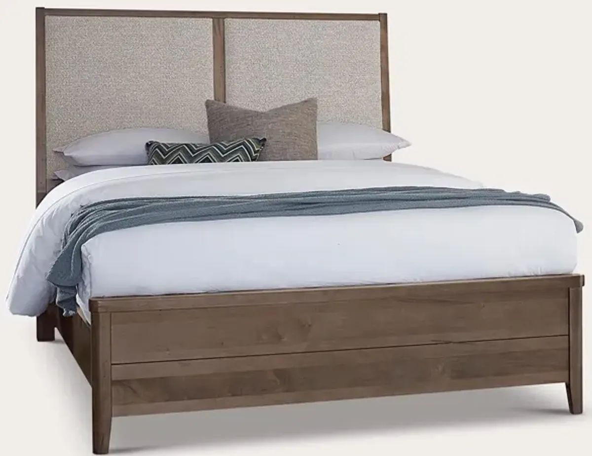 Vaughan Bassett Woodbridge Upholstered Panel Bed - Clear Maple/Grey - Queen