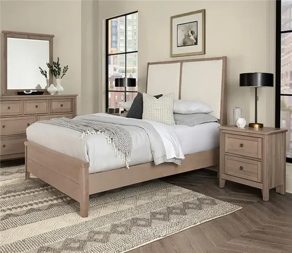 Vaughan Bassett Woodbridge Upholstered Panel Bedroom Set - Dark Cashmere/Gray - King