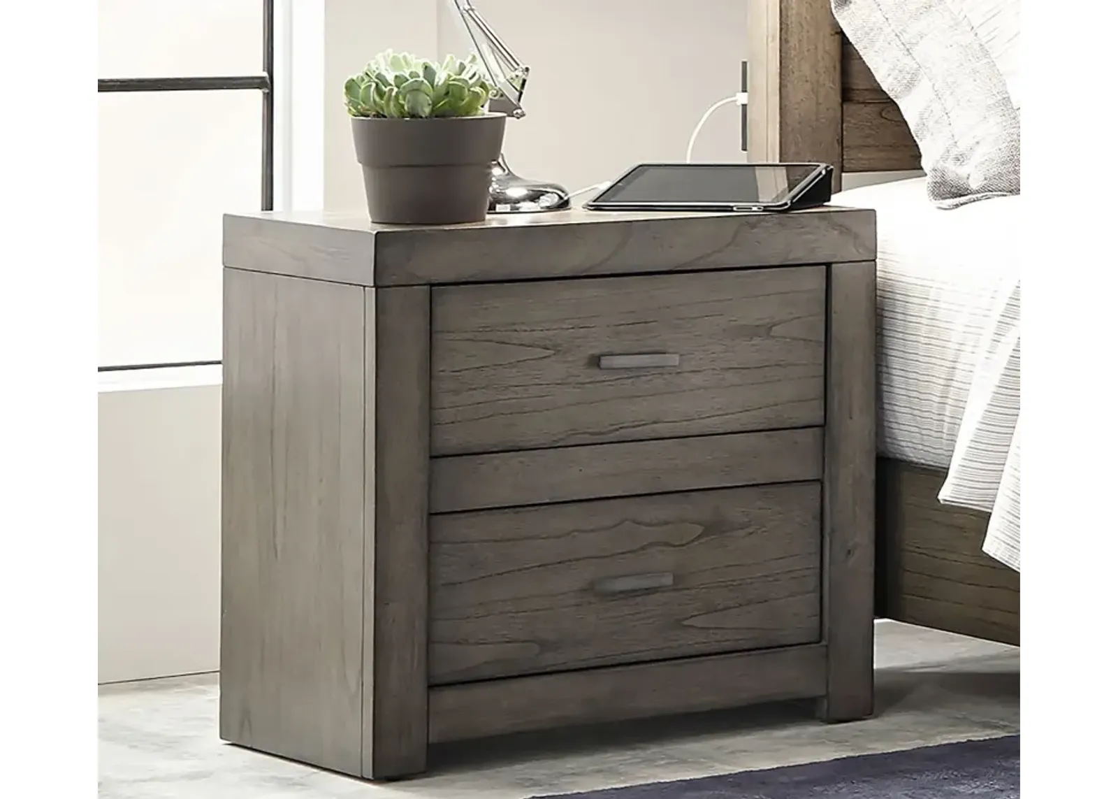 Aspen Home Modern Loft 2-Drawer Nightstand - Khaki