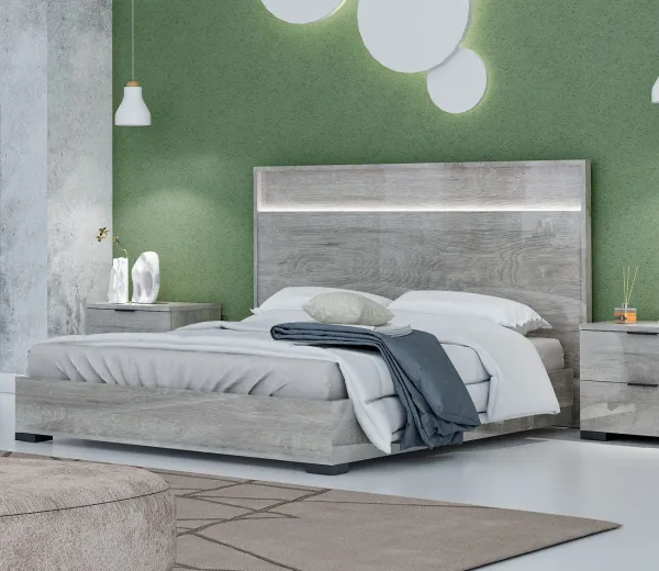 NCA Designs Odessa LED Panel Bed - Matte Grey - King