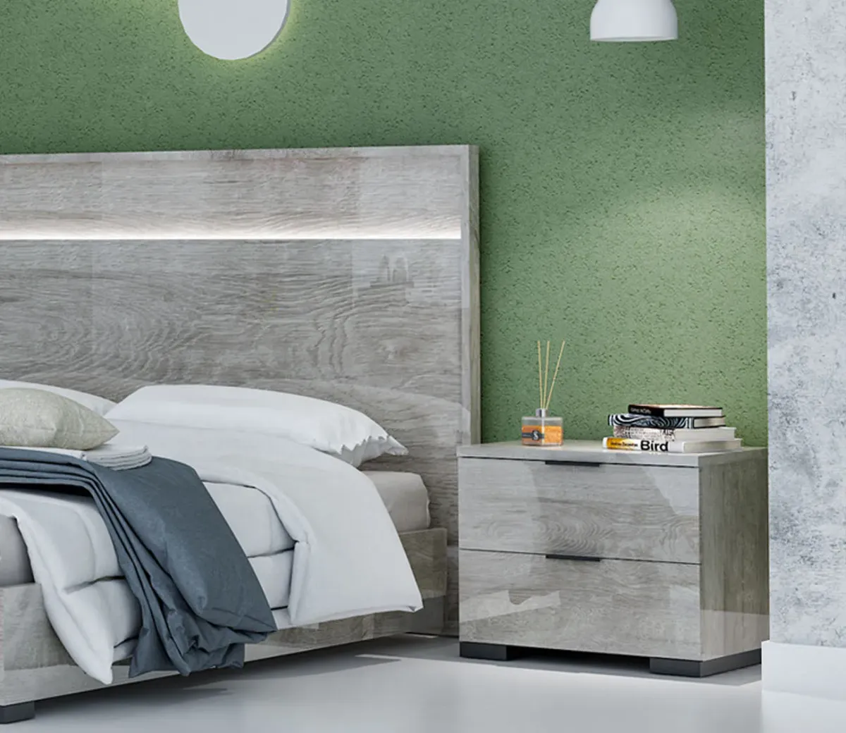 NCA Designs Odessa Bedroom Set - Matte Grey - King