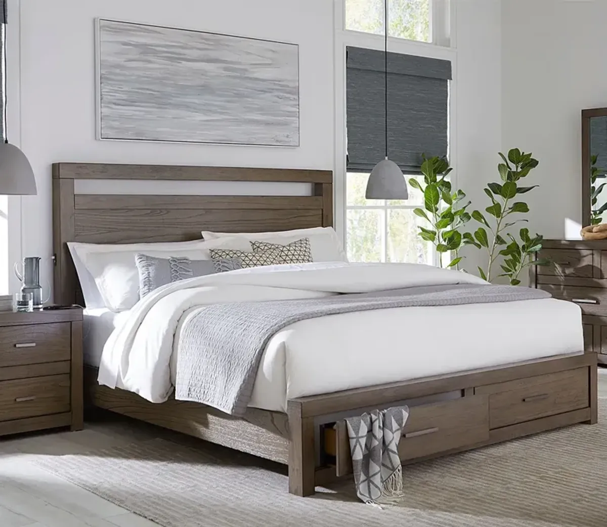 Aspen Home Modern Loft Storage Bed Bedroom Set - Khaki - King