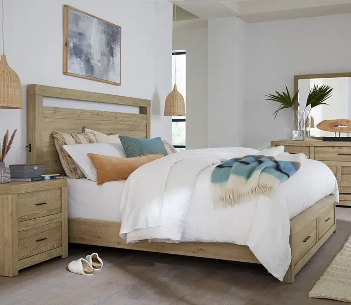 Aspen Home Modern Loft Storage Bed Bedroom Set - Khaki - King