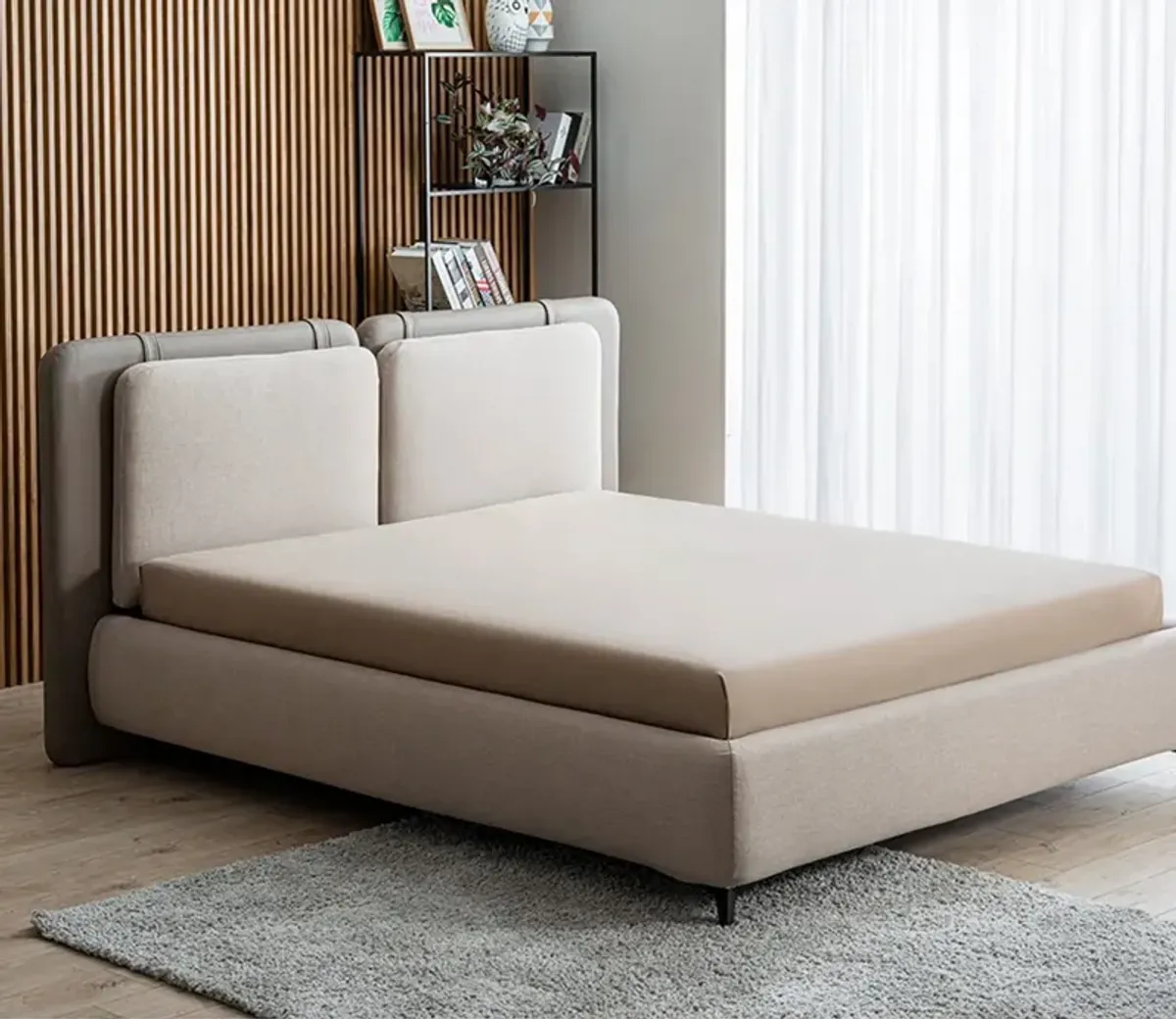 Casa Bianca Ayla Linen Upholstered Storage Bed - White - Queen