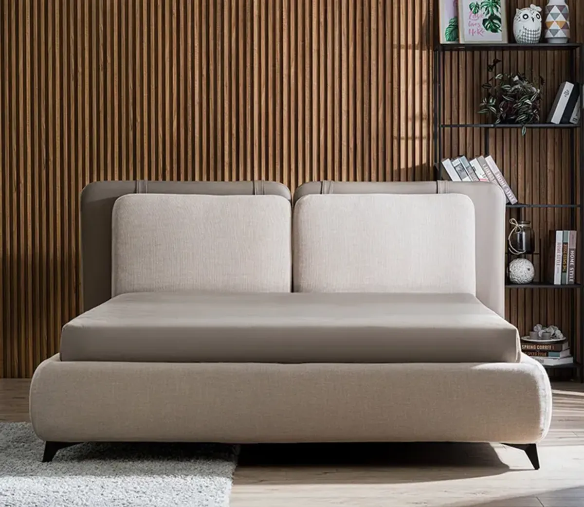Casa Bianca Ayla Linen Upholstered Storage Bed - White - Queen