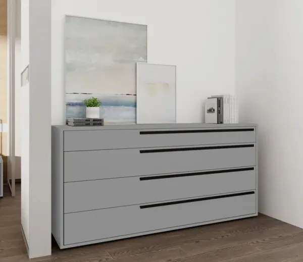 Casa Bianca Carter Matte Grey 4-Drawer Dresser