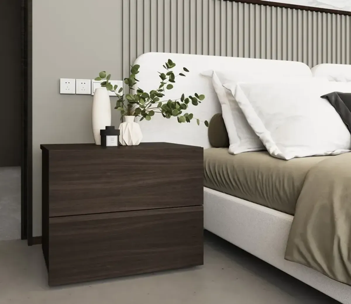 Casa Bianca Ayla 2-Drawer Nightstand - Taupe