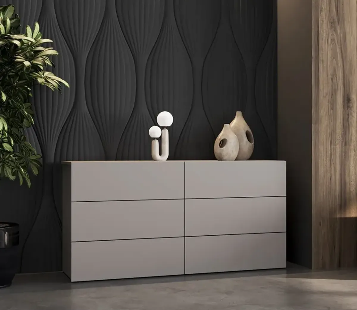Casa Bianca Ayla 6-Drawer Double Dresser - Dark Oak