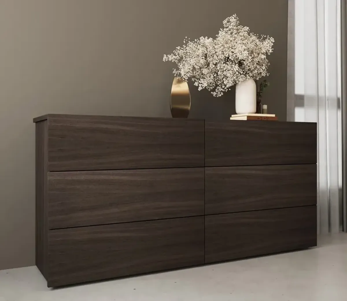 Casa Bianca Ayla 6-Drawer Double Dresser - Dark Oak