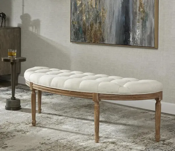 Uttermost Leggett Tufted White Bench
