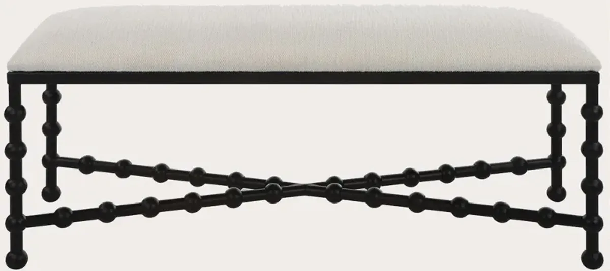 Uttermost Iron Drops White Cushioned Bench