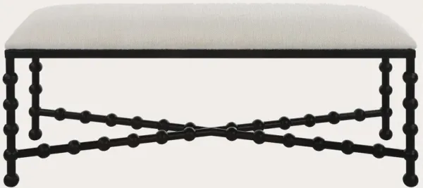 Uttermost Iron Drops White Cushioned Bench