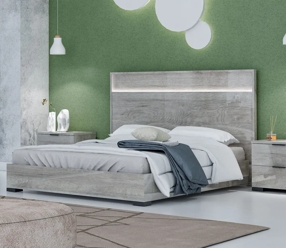 NCA Designs Odessa LED Panel Bed - Loule - King
