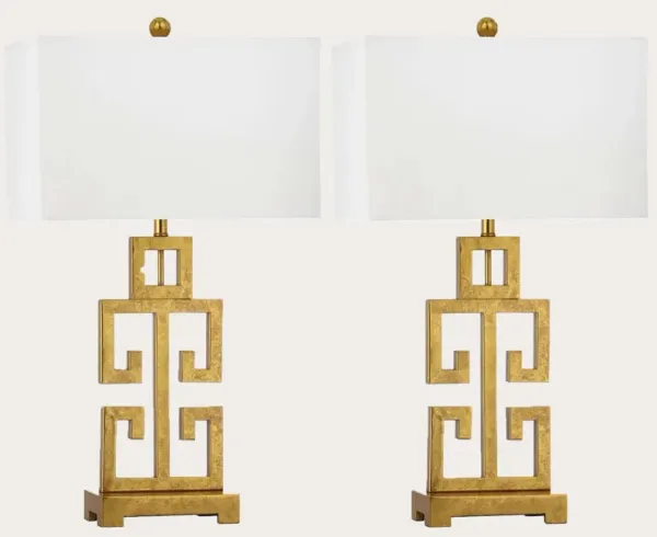 Safavieh Greek Gold Key Table Lamp Set of 2