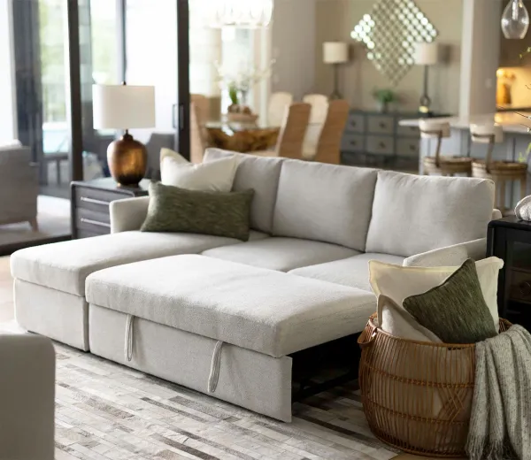 CM Home Amani Sectional Sleeper Sofa - Ivory - Queen