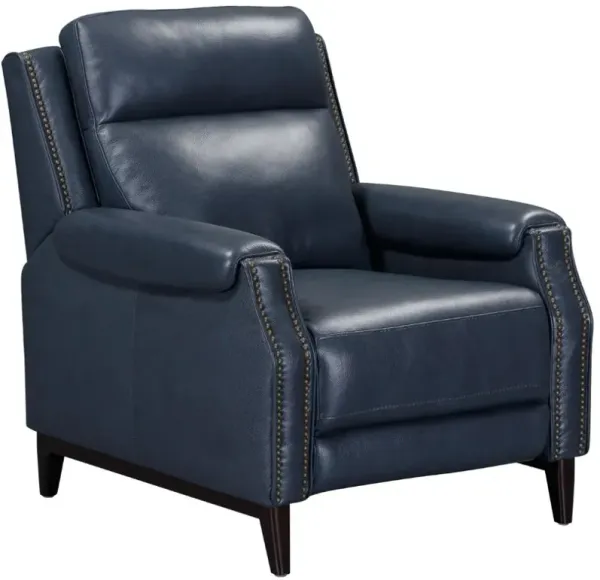 Liberty Furniture Rawling York Navy Leather Manual Push-Back Recliner