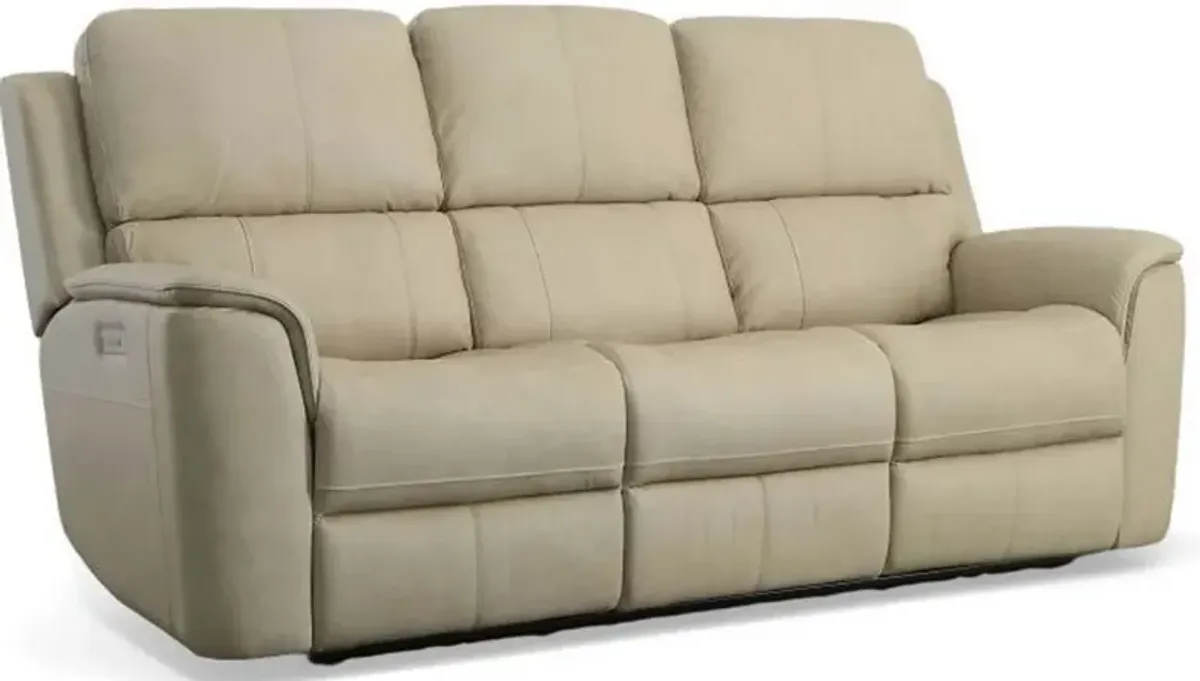 Flexsteel® Henry Beige Power Reclining Sofa with Power Headrests and Lumbar