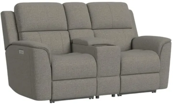 Flexsteel® Henry Hickory Power Reclining Loveseat with Console and Power Headrests