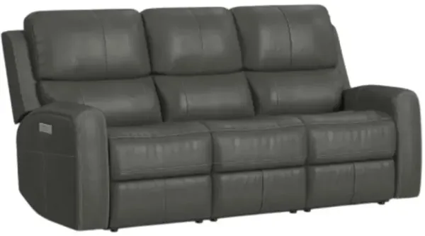 Flexsteel® Linden Charcoal Power Reclining Sofa with Power Headrests and Lumbar