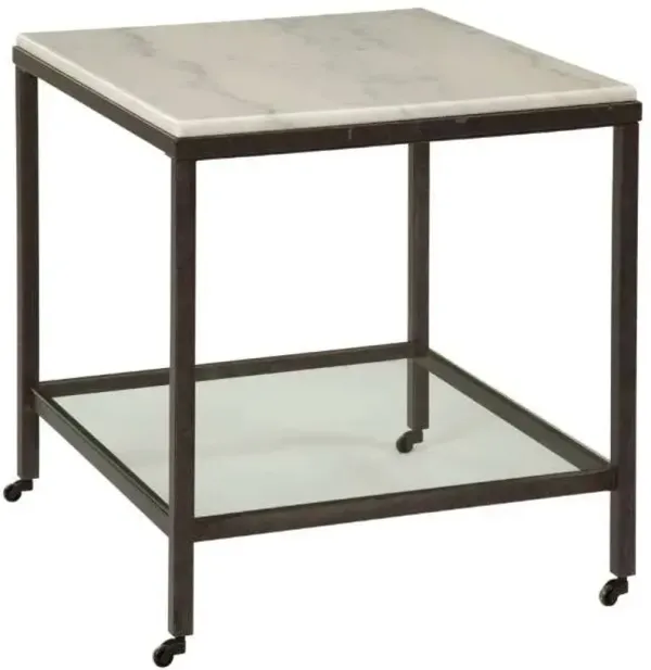 Bassett Mirror Whitman Ivory Square End Table with Bronze Base