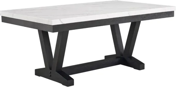 Crown Mark Vance White Rectangular Dining Table with Black Base