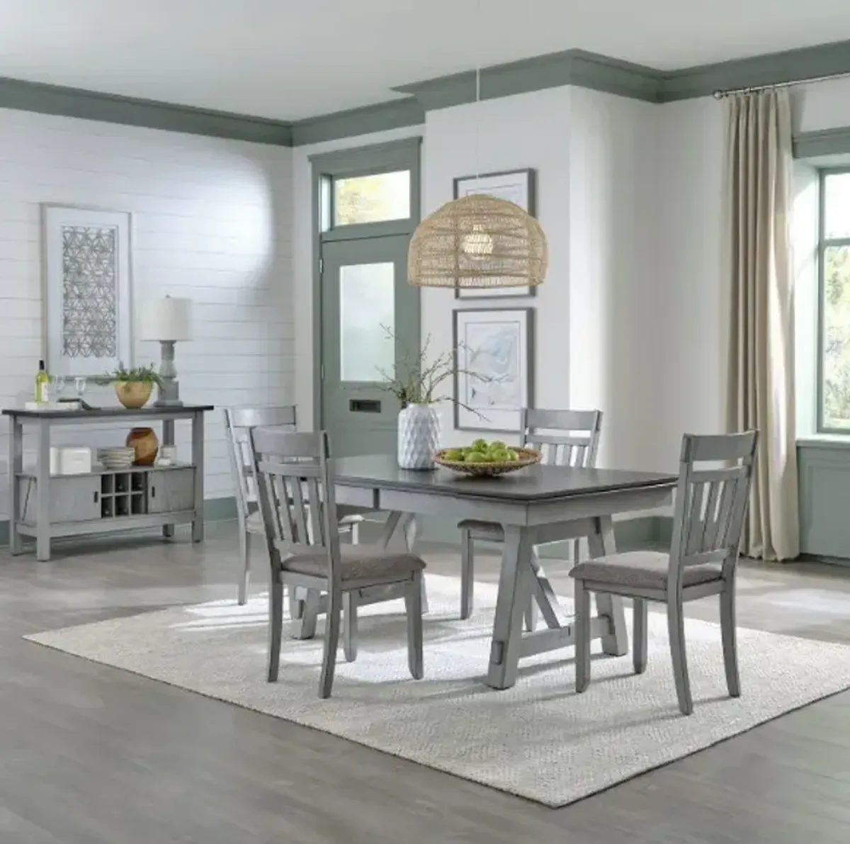 Liberty Furniture Newport 5-Piece Carbon Gray/Smokey Gray Trestle Dining Set