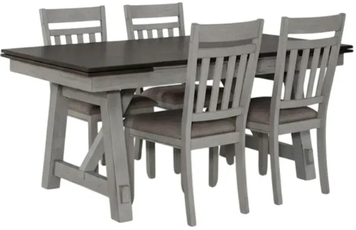 Liberty Furniture Newport 5-Piece Carbon Gray/Smokey Gray Trestle Dining Set