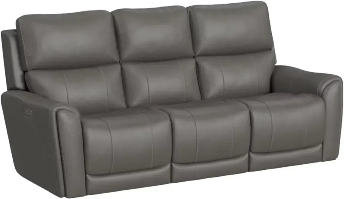 Flexsteel® Latitudes Carter Smoke Power Reclining Sofa with Console and Power Headrests and Lumbar