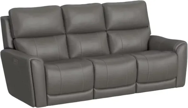 Flexsteel® Latitudes Carter Smoke Power Reclining Sofa with Console and Power Headrests and Lumbar