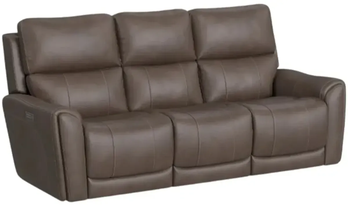 Flexsteel® Carter Brown Power Reclining Sofa with Console and Power Headrests and Lumbar